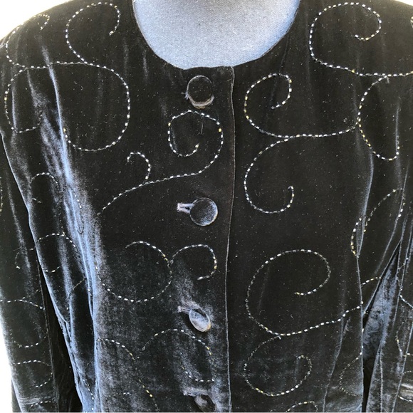 JNY Blk Velvet Evening Jacket Size 16 - Picture 2 of 9